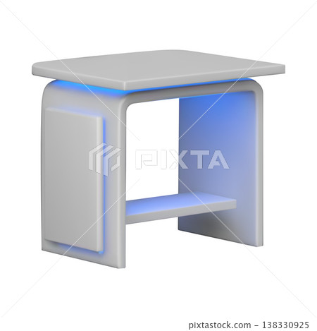 Service desk vector 3D mockup, promotional table counter, presentation stand, desktop furniture with led illumination 138330925