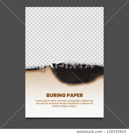 Realistic paper burnt poster bottom, charred paper sheet with scorched edge, ash vector design on transparent background Realistic paper burnt poster bottom, charred paper sheet with scorched edge, ash vector design on transparent background 138330929