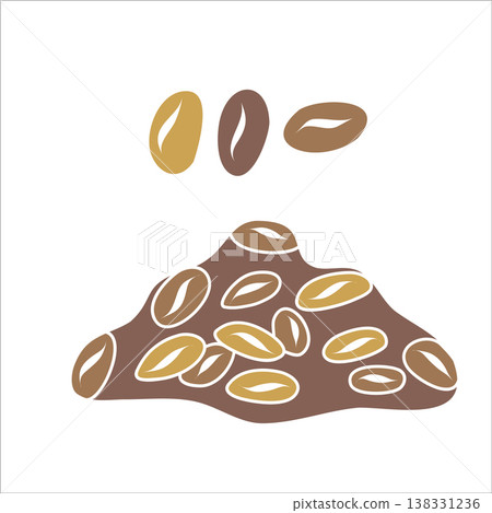 Roasted coffee beans fresh. Hand drawn vector illustration isolated set. For cookbooks designs magazines, oriental coffee houses and dishware, holidays, postcards banners clip arts. 138331236