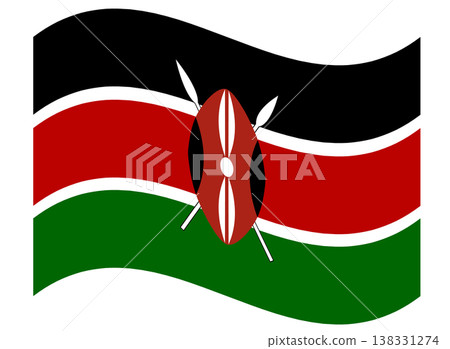Waving flag of Kenya isolated. Waving flag of Kenya isolated. 138331274
