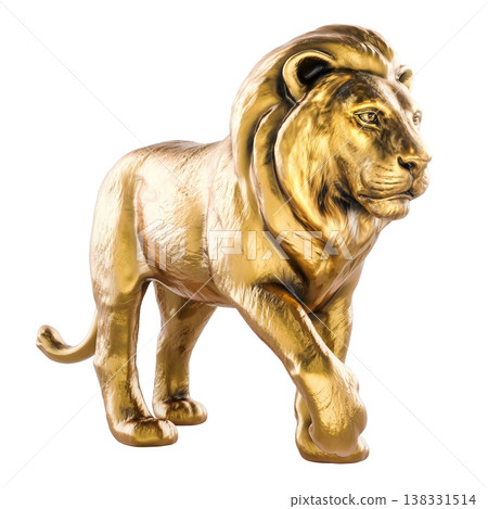 Golden lion statue symbol of strength and leadership, 3d rendering Golden lion statue symbol of strength and leadership, 3d rendering 138331514