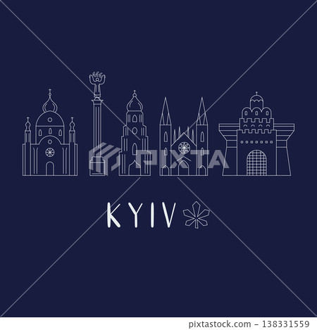 Kyiv landmarks skyline in line style vector illustration Kyiv landmarks skyline in line style vector illustration 138331559