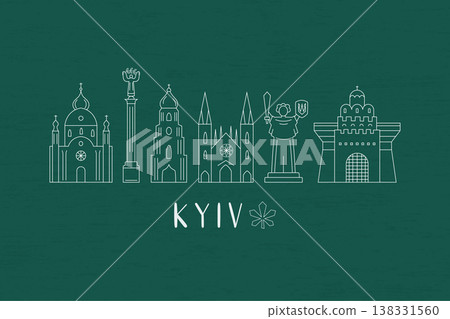 Kyiv landmarks skyline in line style vector illustration Kyiv landmarks skyline in line style vector illustration 138331560