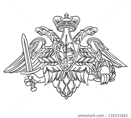 A double-headed eagle with a sword and a wreath vector illustration A double-headed eagle with a sword and a wreath vector illustration 138331661