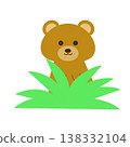 一隻可愛的熊從草叢中探出頭來（動物/天然材料） 138332104