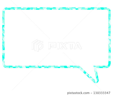 彩色玻璃風格的對話泡泡，三角形圖案，正方形 138333347