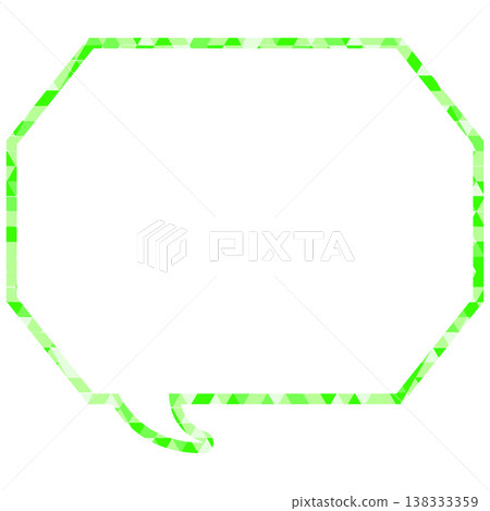 Stained glass style speech bubble, triangular pattern, octagonal shape with corners Stained glass style speech bubble, triangular pattern, octagonal shape with corners 138333359