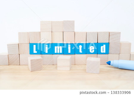 Restrictions, Limited block letters and stacked wooden blocks - Business image 138333906