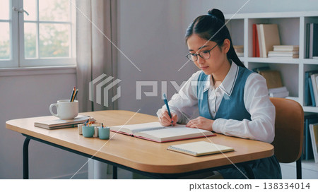 School girls studying 138334014