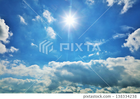 Summer blue sky, clouds and sun 138334238