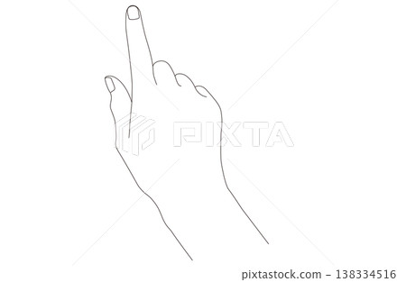 Hand illustration (line drawing, pointing) for instruction manual Hand illustration (line drawing, pointing) for instruction manual 138334516