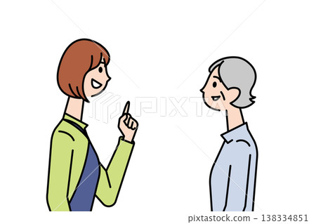 A female care worker talking to a senior woman. A female care worker talking to a senior woman. 138334851