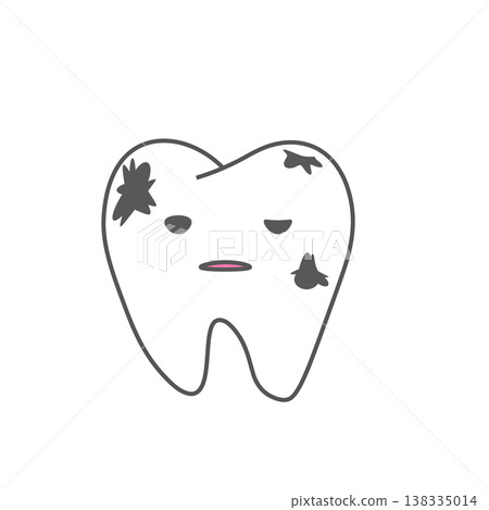 牙齒齲洞洞和污漬示意圖。 （相關主題：口腔護理、牙科教育、材料、透明PNG格式） 138335014