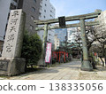 東京千代田區！平川天滿宮的鳥居和神社名牌。 138335056