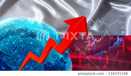 Global financial growth with Poland flag. Financial growth with Polish flag on economic graph Global financial growth with Poland flag. Financial growth with Polish flag on economic graph 138335106