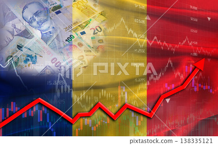 Romania economic growth on financial graph. Romania financial growth on market graph 138335121