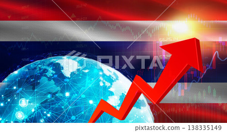 Global financial growth with Thailand flag. Financial growth with Thailand flag on economic background Global financial growth with Thailand flag. Financial growth with Thailand flag on economic background 138335149