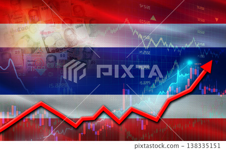 Thailand economic growth on financial graph. Thailand financial growth on market graph 138335151