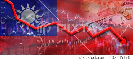 Taiwan financial crisis on economic graph. Financial fall of Taiwan on economy market Taiwan financial crisis on economic graph. Financial fall of Taiwan on economy market 138335158