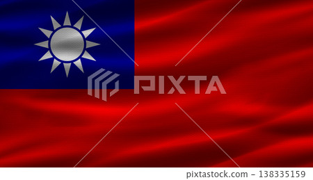 Taiwanese flag with fabric texture. Realistic flag of Taiwan waving 138335159