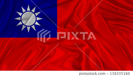 Taiwanese flag with fabric texture. Realistic flag of Taiwan waving, National flag Taiwanese flag with fabric texture. Realistic flag of Taiwan waving, National flag 138335160