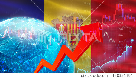 Global financial growth with Andorra flag. Financial growth with Andorra flag on economic background Global financial growth with Andorra flag. Financial growth with Andorra flag on economic background 138335194