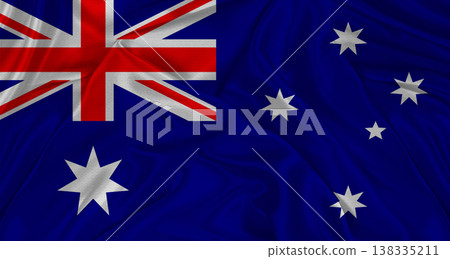 Australian flag with fabric texture. Realistic flag of Australia waving, National flag 138335211