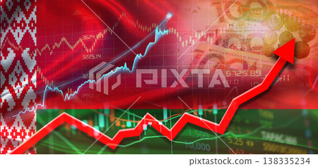 Belarus financial growth on market graph. Belarus economic growth on financial graph background Belarus financial growth on market graph. Belarus economic growth on financial graph background 138335234