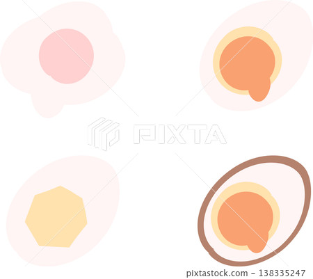 Illustrations of four types of boiled eggs 138335247