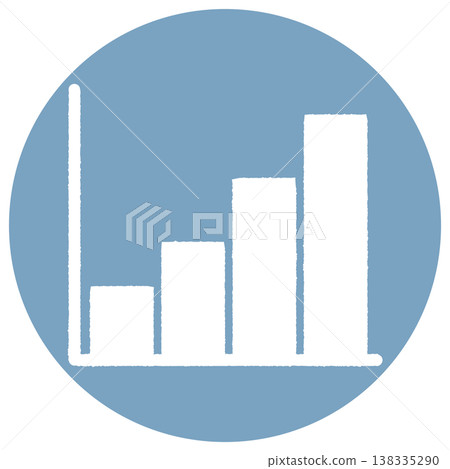 Simple upward-sloping graph icon with a blue background 138335290