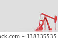 Red Oil Pump Jack Isolated On White Background 3d render. 138335535