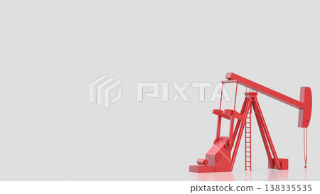 Red Oil Pump Jack Isolated On White Background 3d render. Red Oil Pump Jack Isolated On White Background 3d render. 138335535