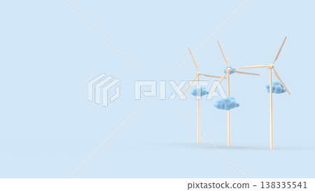 Wind Turbine Renewable Energy Sustainable Power Concept 3d render. Wind Turbine Renewable Energy Sustainable Power Concept 3d render. 138335541