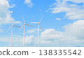 Wind Turbines Blue Sky Renewable Energy Concept 3d render. 138335542