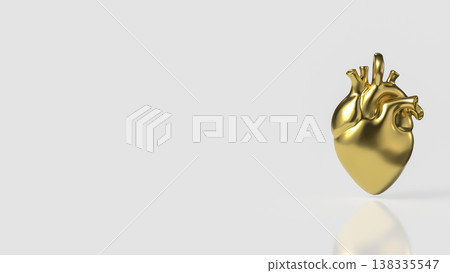 Golden Human Heart Isolated On Clean Background 3d render. Golden Human Heart Isolated On Clean Background 3d render. 138335547