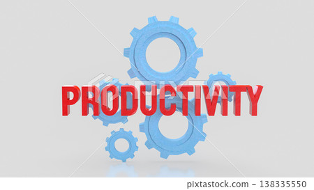 Productivity Concept With Gears On Clean Background 3d render. Productivity Concept With Gears On Clean Background 3d render. 138335550