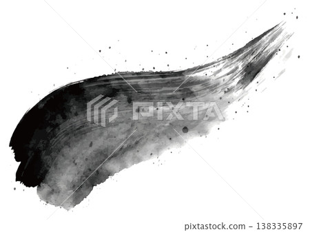 Large, curved strokes and splashes drawn with ink. 138335897