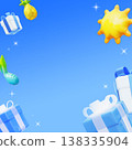 3D Summer Background with Copy Space Floating Balloons Gift Boxes and Sun for Sale Banner 138335904