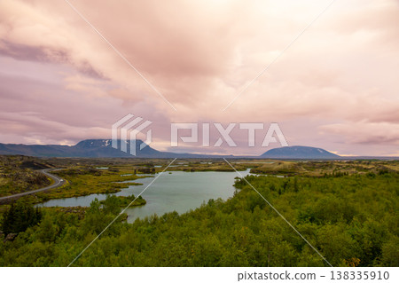 Sunset over Lake Mývatn, a volcanic lake in northern Iceland, a Nordic island nation, also known for its false crater. Sunset over Lake Mývatn, a volcanic lake in northern Iceland, a Nordic island nation, also known for its false crater. 138335910