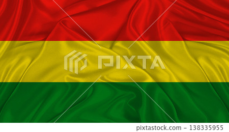Flag of Bolivia with cloth texture. Close up of Bolivia flag waving 138335955