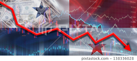 Panama financial crisis on economic graph. Financial fall of Panama on economy market Panama financial crisis on economic graph. Financial fall of Panama on economy market 138336028