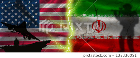 Geopolitical conflict between USA vs Iran. Political tension between Iran and the United States Geopolitical conflict between USA vs Iran. Political tension between Iran and the United States 138336051