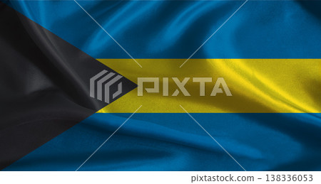 Bahamas flag with cloth textured background. National flag of Bahamas with realistic texture 138336053
