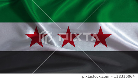Syria flag with cloth textured background. National flag of Syria with realistic texture 138336064