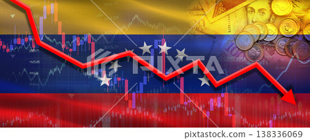 Venezuelan financial crisis on economic graph. Financial fall of Venezuela on economy market Venezuelan financial crisis on economic graph. Financial fall of Venezuela on economy market 138336069