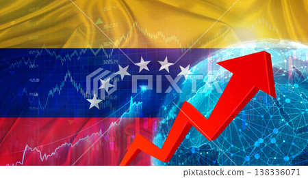 Global financial growth with Venezuela flag. Financial growth with Venezuelan flag on economic background Global financial growth with Venezuela flag. Financial growth with Venezuelan flag on economic background 138336071