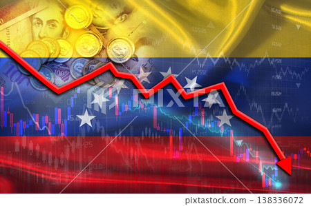 Venezuela financial fall on economy market. Venezuela financial crisis on economic graph Venezuela financial fall on economy market. Venezuela financial crisis on economic graph 138336072