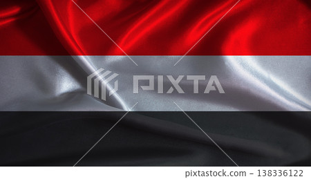 National flag of Yemen with cloth texture. Yemeni flag with realistic texture background National flag of Yemen with cloth texture. Yemeni flag with realistic texture background 138336122