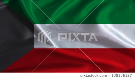 National flag of Kuwait with cloth texture. Kuwaiti flag with realistic texture background National flag of Kuwait with cloth texture. Kuwaiti flag with realistic texture background 138336127