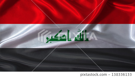 National flag of Irak with cloth texture. Irak flag with realistic texture background National flag of Irak with cloth texture. Irak flag with realistic texture background 138336133